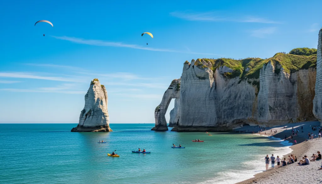 découvrez la plage d'étretat, célèbre pour ses falaises majestueuses et ses nombreuses activités à pratiquer en famille ou entre amis.
