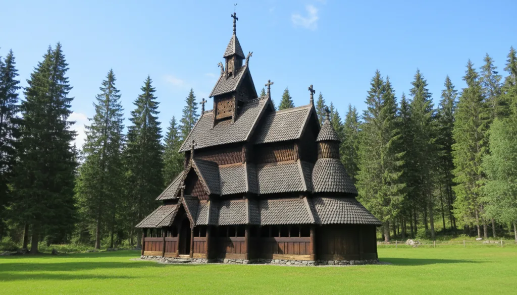 découvrez la majestueuse stavkirke en bois debout de borgund, un chef-d'œuvre d'architecture médiévale norvégienne, alliant histoire et authenticité.